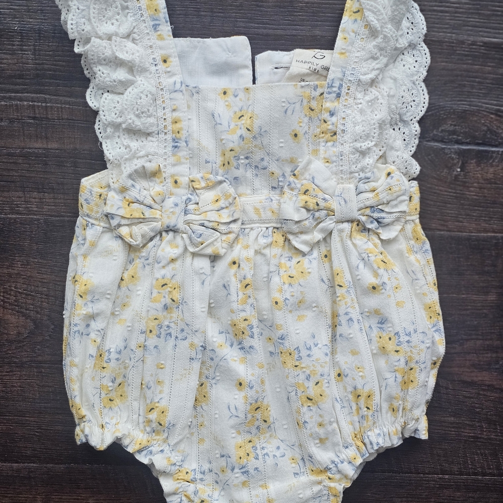 Floral Baby Romper with Lace Details